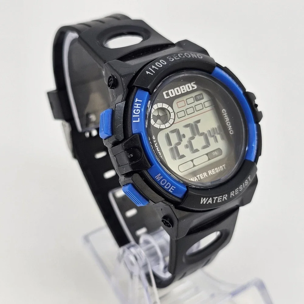Men's Sport Digital Watch 44MM Black Plastic Bands New Battery‎